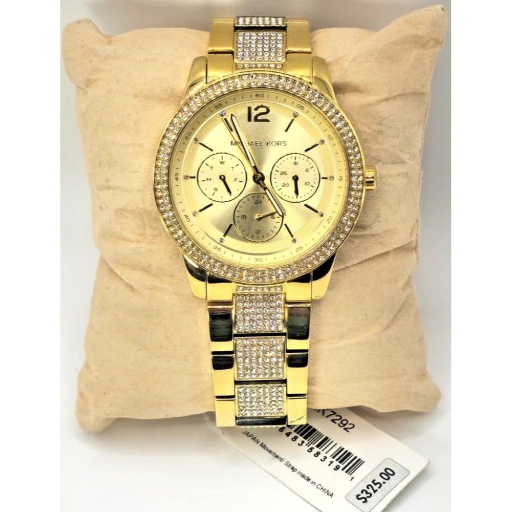 Michael Kors MK7292 Women's Gold-Tone Crystal Chronograph Watch 40mm